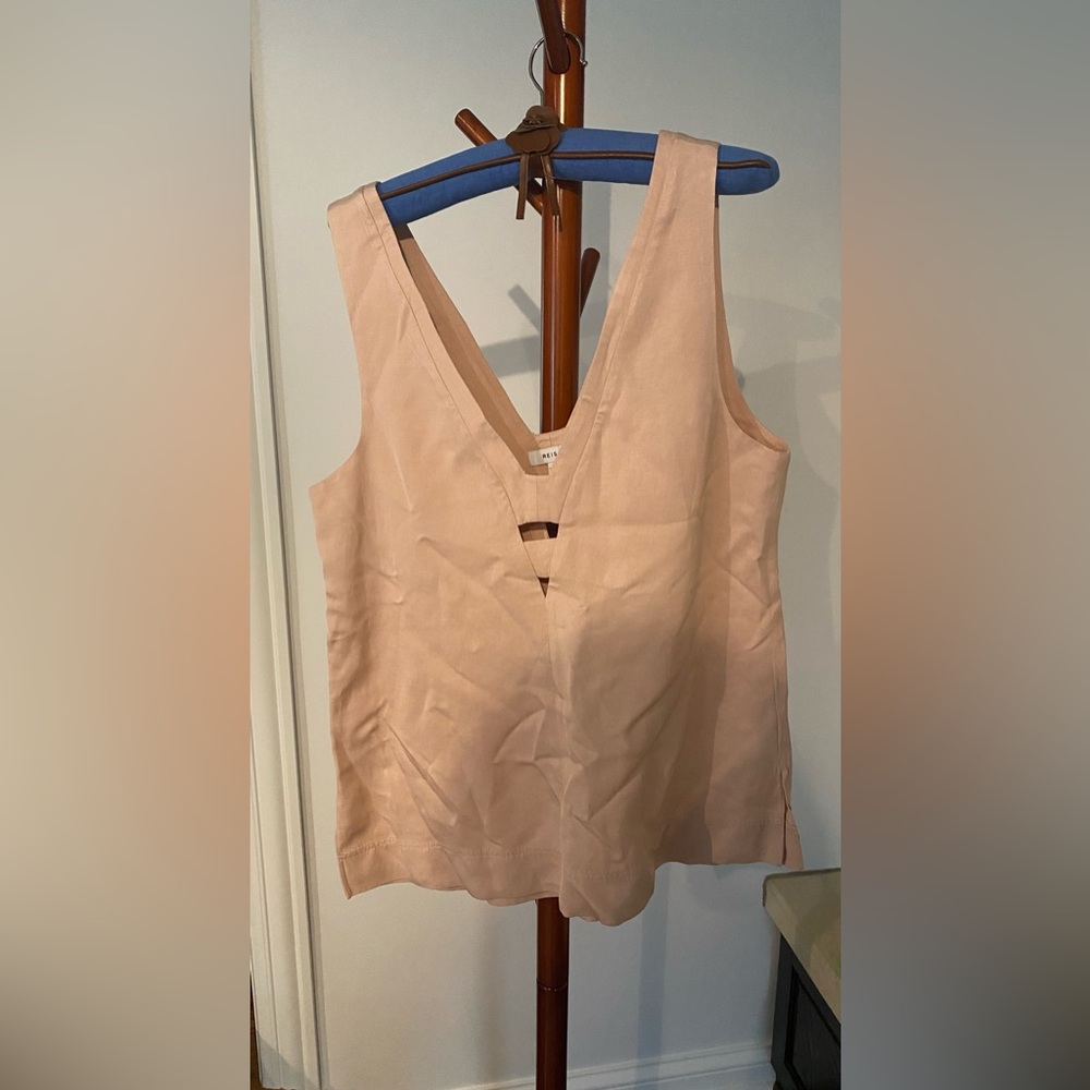 Reiss Peach V-Neck Sleeveless Top